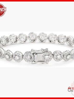 Moissanite Tennis Bracelet 18K Gold 7 Inch Luxury Gift for Women